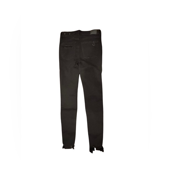 American Eagle Outfitters Black Hi Rise Distressed Jeans 2 Regular - Picture 4 of 6